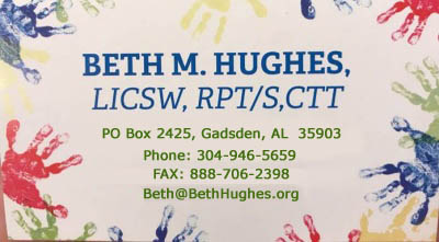 Beth Hughes, Registered Play Therapist Business Card